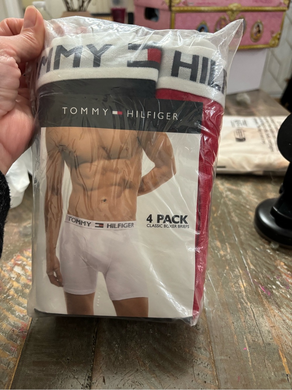 Tommy Hilfiger 4-Pack Boxer Briefs - White, Red & Navy Waistband